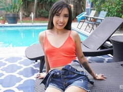 お尻, フェラチオ, チン, バック, 自然山雀, プール, ティーン, オッパイの