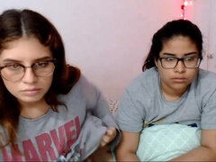 Young latin babes getting ready for passionate lesbian sex