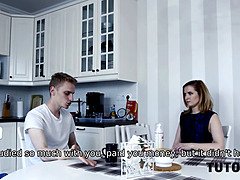 デカチン, ブロンド, フェラチオ, バック, キッチン, 熟年, 淫乱熟女, ストッキング