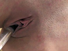 Masturbating babe uses dildo while in lingerie