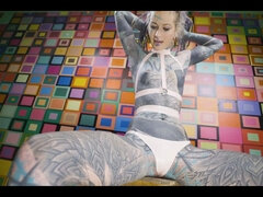 Extreme solo electro have fun in spandex corset domination session