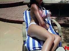 Blasen, Braunhaarige, Paar, Im freien, Pool, Taboo