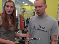 Redhead teen POV cuckold gets aroused by gym pickup and deepthroats his gym buddy