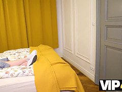 18, 美人, 茶髪の, 中出し, 彼女, ピグテール, オマンコ, ティーン