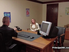 Milfs deep slit drilling on the head teachers desk