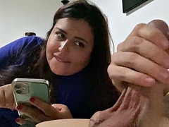 デカチン, 茶髪の, イく瞬間, 手コキする, オナニー, 淫乱熟女, スペイン人, 妻