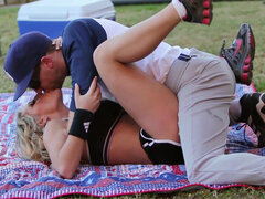 Rough lawn sex with hot Charisma Cappelli and creampie