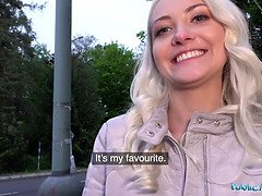 Helena Moeller, a busty blonde MILF, craves for a big Czech dick in public POV