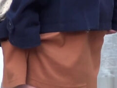 Asian babe shows her ass