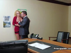 Head teacher makes slutty mature squirt on his desk