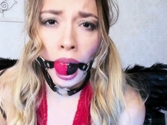 A beautiful Agony gag ball slave cums obeying orders - Anastaxia Lynn