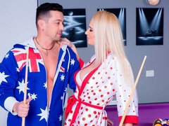 お尻, ブロンド, 手コキする, なめる, ペニス, オマンコ, ストッキング, オッパイの