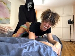 Deep throat, caught masturbating, mask