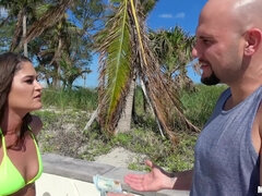 アメリカ人, フェラチオ, 茶髪の, 浮気者, アウトドア, 公共, ゴックンする, オッパイの