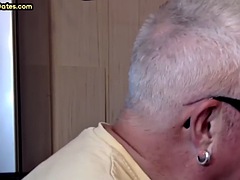Gloryhole blowjob, dilf sucks gloryhole cock with her eager mouth