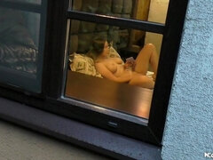 Neighbor Watches Hot Girl Masturbate After Work - Homemade Solo Pussy Play