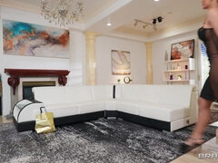 Amerikanisch, Tussi, Grosser schwanz, Blondine, Blasen, Mutti, Flotter dreier, Titten