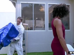 エロ熟女, イく瞬間, バック, 黒人, 熟年, 現実, 馬乗り, タトゥー