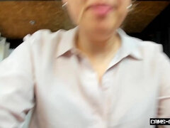 Leie, Braunhaarige, Geschnappt, Masturbation, Büro, Realität, Solo, Spielzeuge