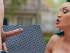 アナル, 舐める尻, デカパイ, ビキニ, 茶髪の, ドイツ人, 手コキする, プール