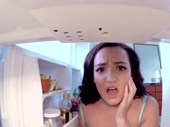 Dark haired babe is down on her knees for a nice blowjob