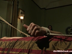Tied cock man anal fucked by shemale