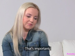 Cute Blonde Beauty Lets Hot Female Agent Have Her Way