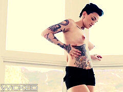 Big cock, Blowjob, Brunette, Emo, Girlfriend, Goth, Tattoo, Tits