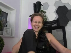 Leie, Schmutzig, Schmuddelige sprache, Fetisch, Brille, Hd, Gummi, Strapon