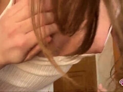 デカ尻, 茶髪の, 浮気者, カップル, 中出し, 自家製, 小柄, ティーン