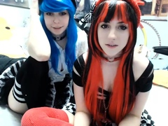 Two teen lesbian playing with each other on webcam