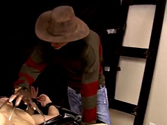 Horny twinks tied up for dildo drilling and pound threesome