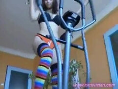 Leie, Tussi, Braunhaarige, Konturen der schamlippen, Nahaufnahme, Höschen, Socken, Strümpfe