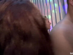 Half-naked horny MILFs fuck in the club