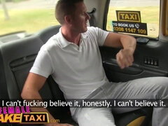 Hot blonde MILF with huge tits takes on stud in fake taxi & gets a cream pie