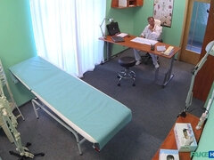 Blond gets banged all over the office by randy doctor - fake health center