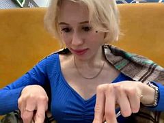 美女, 浴室, ブロンド, ヨーロピアン, フィストファック, オナニー, 公共, シャワー