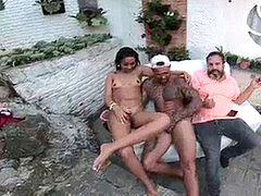 Leie, Brasilien, Doppelpenetration, Indisch, Latina, Tätowierung