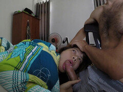 Amateur, Asiatique, Couple, Queue, Orgasme, Maigrichonne, Suçant, Tatouage