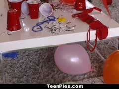 Penelope Reed gets a creampie after a wild party in the teenpies room