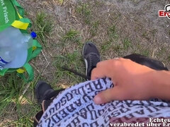 Leie, Strand, Blondine, Blasen, Hundestellung, Hardcore, Öffentlich, Flotter dreier