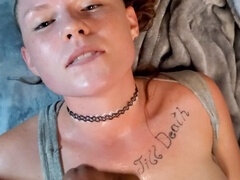 Wife bbc, sloppy blowjob, cum blast face