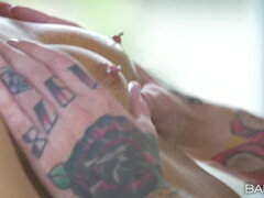 Katrin Tequila in stockings gets assfucked standing