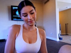 Facials before hitting the gym with big natural tits