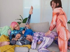 Cosplay, laser tag & titties - oh my! Young couple Tyler & Kali are battling it out, but Charli wants them calm down & clean up. Unfortuna