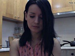 Amateur, Noire, Mignonne, Noir ébène, Fait maison, Cuisine, Adolescente, Webcam