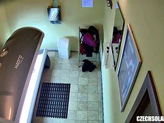 Slow Pussy Masturbation in Public Solarium