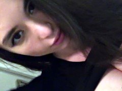 Cute busty teen masturbates on airplane