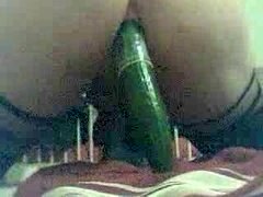 Playing with the toy - Assfuck with cucumber