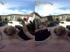 Grosser schwanz, Blondine, Blasen, Hardcore, Natürlichen titten, Im freien, Pool, Pov